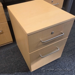 Gunnar Blonde 2 Drawer Under Desk Pedestal File Cabinet, Locking